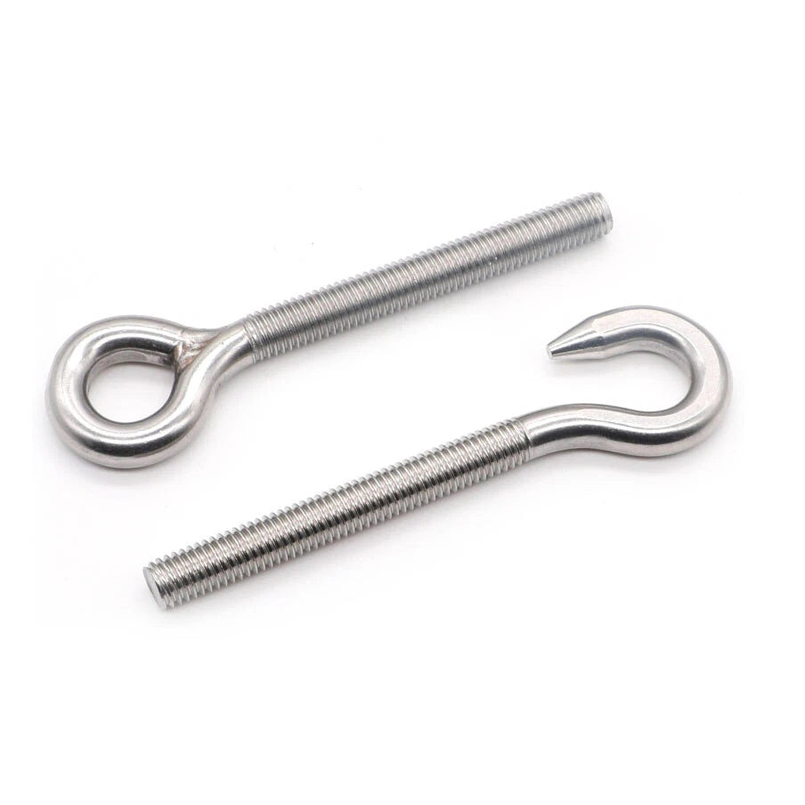 Stainless Steel 304 Screw Hooks & Screw Eyes – Large & Small Loop, Cup Style, M4 to M12 Metric Sizes
