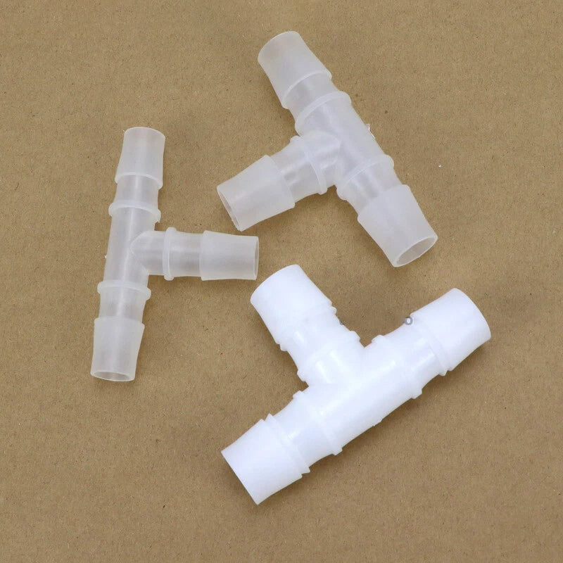 Plastic Equal Tee Barbed Hose Connector — T Piece Pipe Joiner 1.6mm–25mm