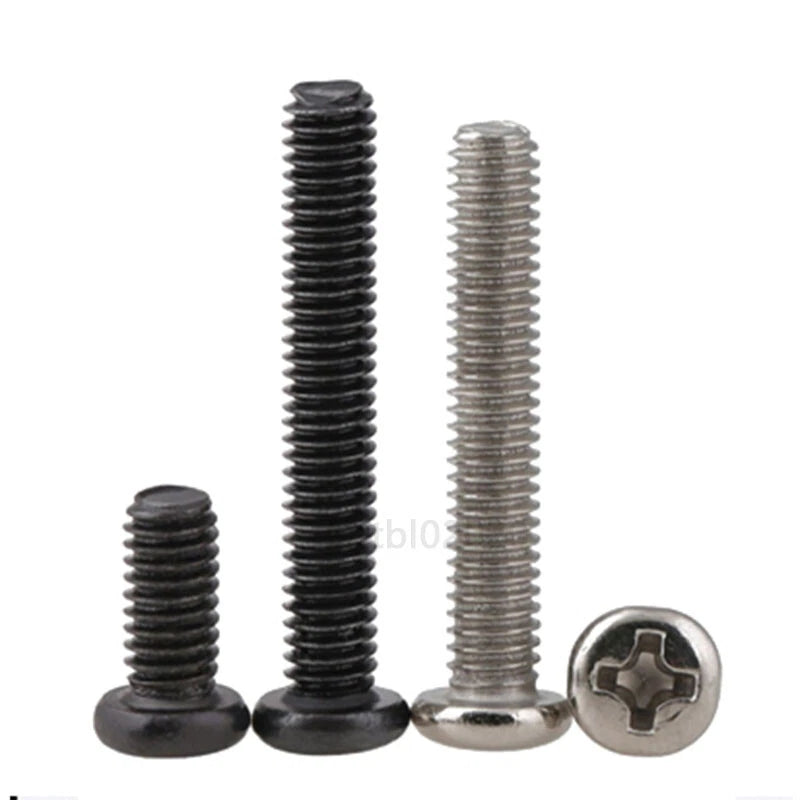 M4 Pozi Pan Head Machine Screws – Black Zinc Plated Stainless Steel, DIN 7985 (Pozidriv)