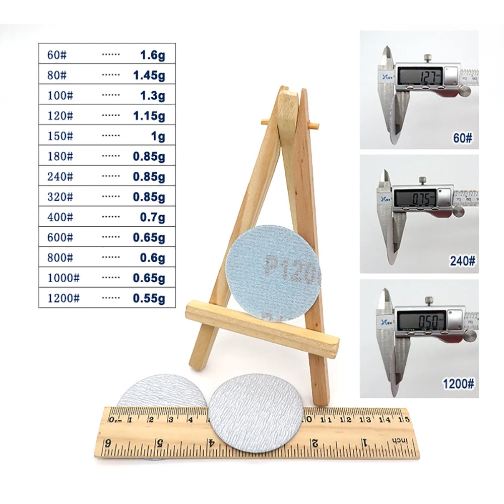 50mm Dry Sanding Discs 2 Inch Hook and Loop Abrasive Sandpaper Pads 60-1200 Grit