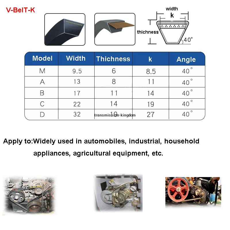V-Belt A Type Triangle Belt — Sizes A-500 to A-3750 | Industrial & Agricultural