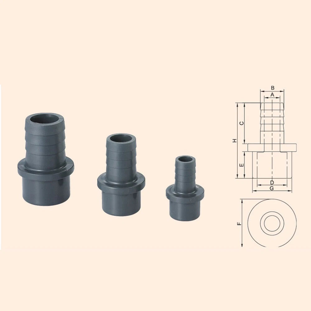 Barbed Hose Tail Connector — Plastic Adhesive Fitting for Pond, Pool & Pipe