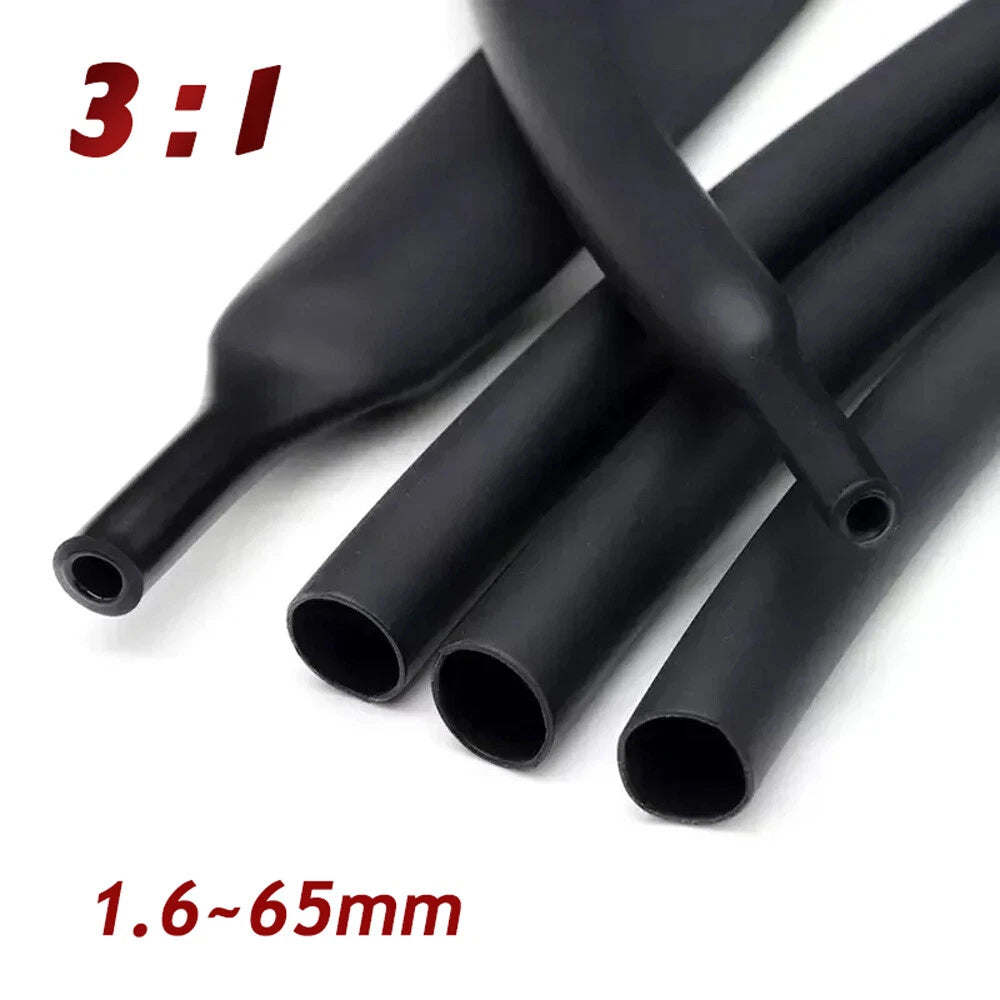 3:1 Black Adhesive Heat Shrink Tubing — Glue Lined Waterproof Sleeving
