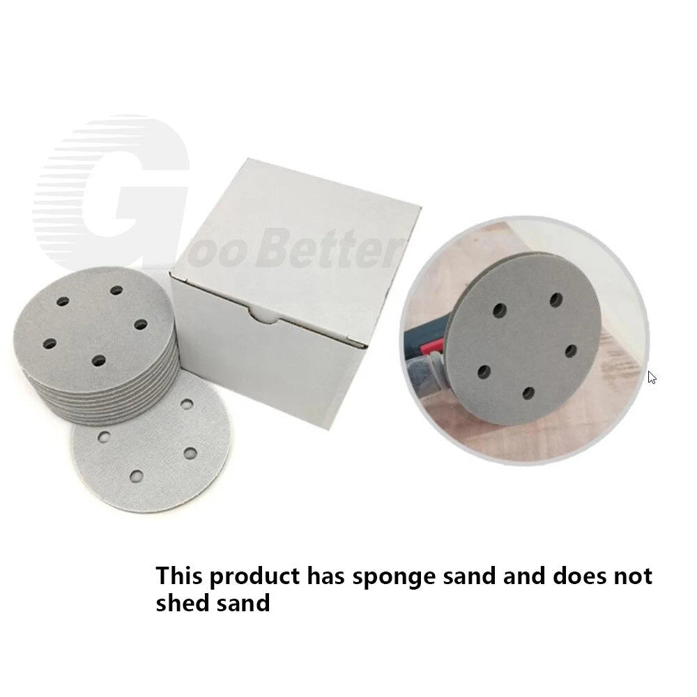 125mm Wet&Dry Foam Sanding Discs 5 Hole Hook Loop Sponge Sandpaper 300-3000 Grit