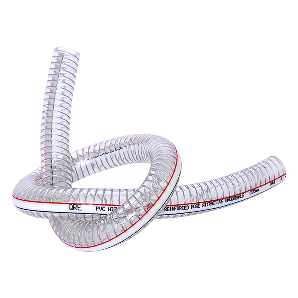 Wire Reinforced Braided Clear PVC Hose — ID 10mm to 40mm, Air Water Fuel Pipe