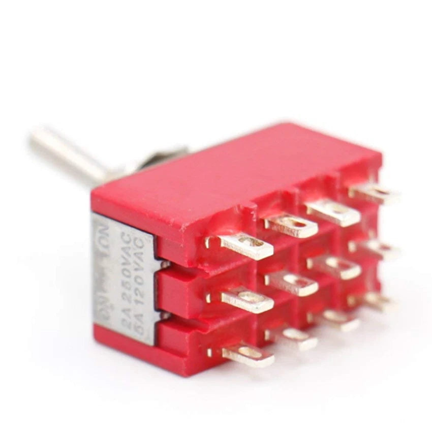 MTS-402 MTS-403 4PDT Mini Toggle Switch — ON-ON & ON-OFF-ON, 12-Pin, 6mm