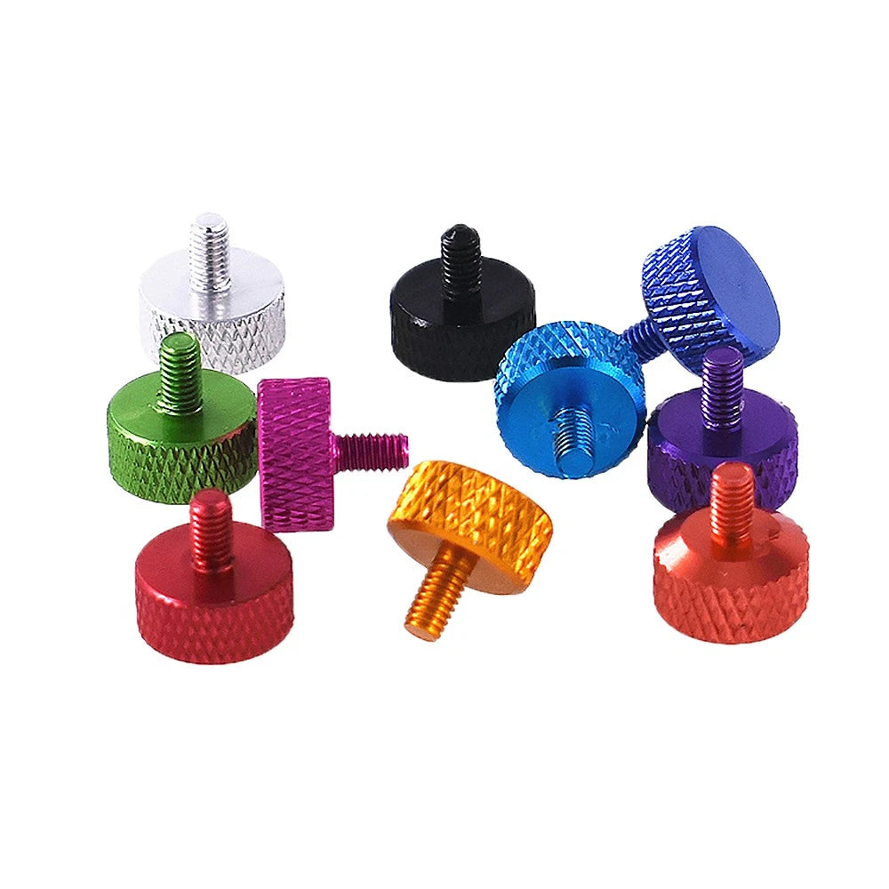 M3.5x6mm Aluminium Knurled Thumb Screws – Flat Head Hand-Grip Knob Bolts for PC Case