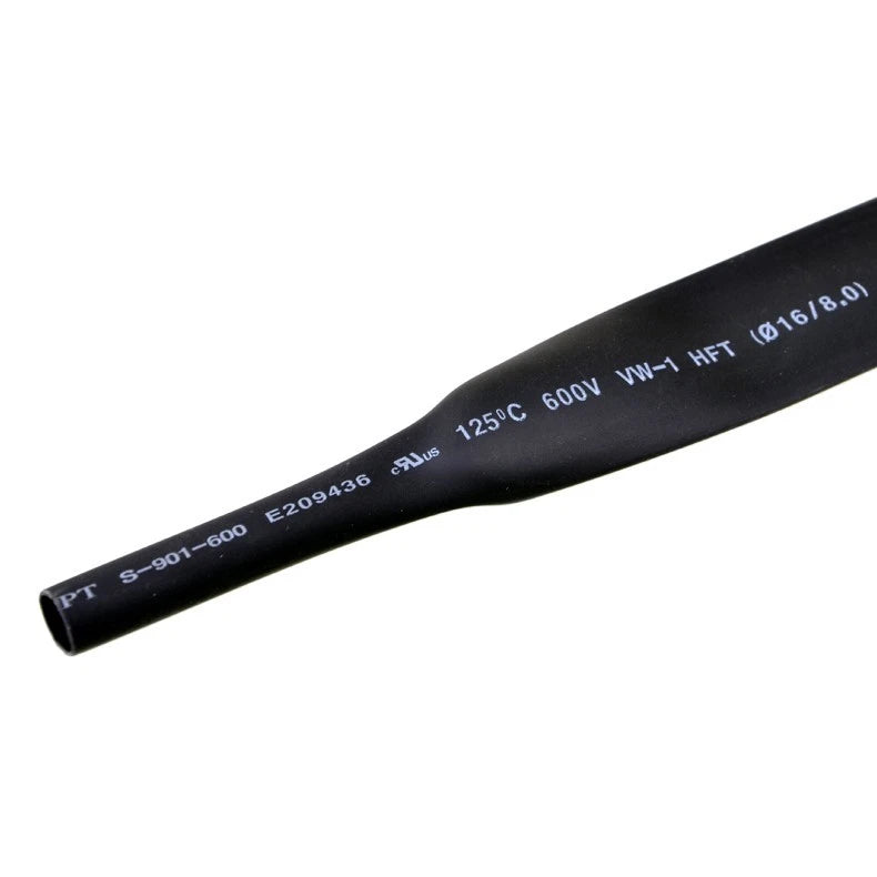 Black Heat Shrink Tubing 2:1 — 0.6mm to 12mm, Multiple Lengths