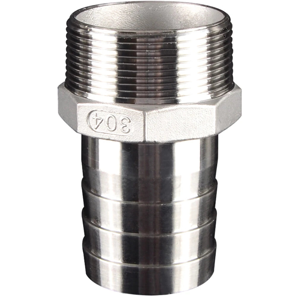 Stainless Steel BSP Male Thread x Barb Hose Tail Connector | 1/8" to 4"