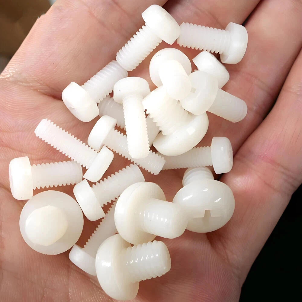 White Nylon Phillips Pan Head Machine Screws – M2 to M8, Non‑Conductive & Corrosion‑Free (PA66)
