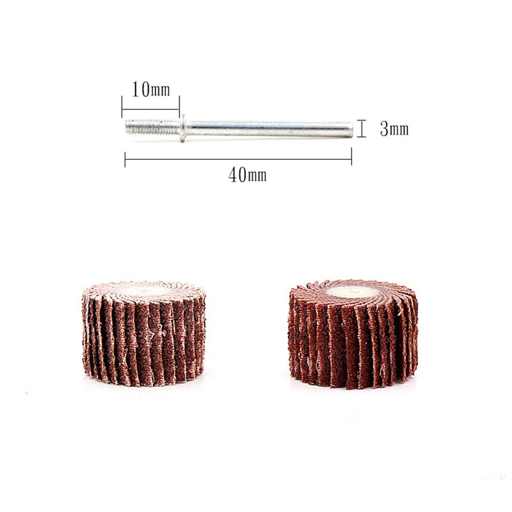 10-20mm Flap Wheel Sanding Discs 80-600 Grit with 3mm Mandrel – Dremel Rotary Tool Polish