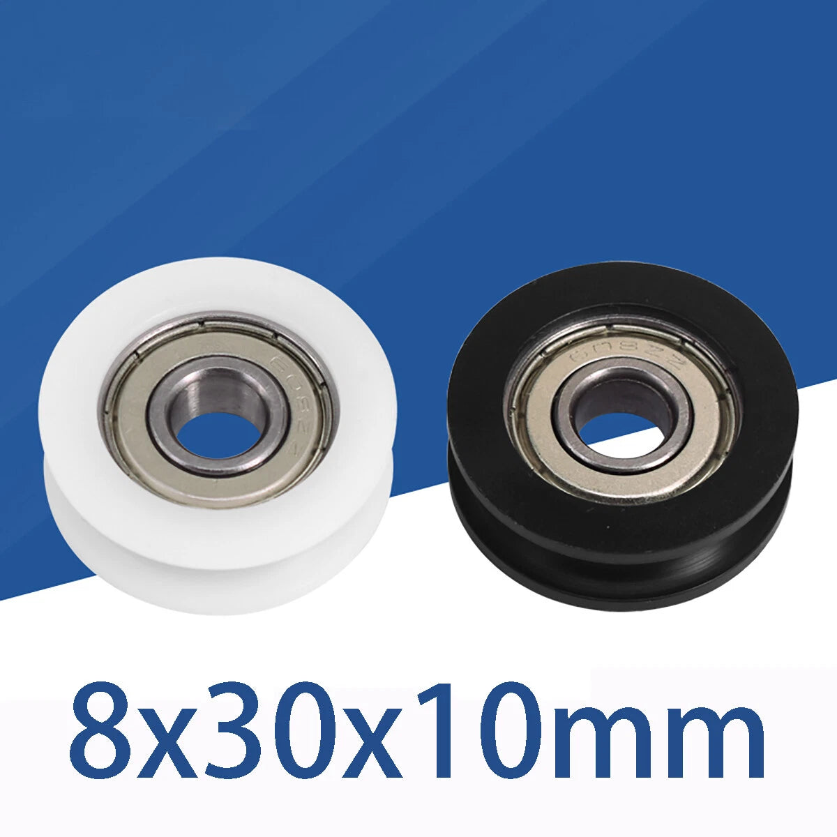 Round U Groove Nylon Pulley Guide Wheels Roller Ball Bearing Roller 8x30x10mm