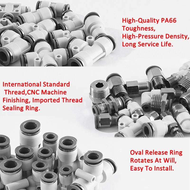 PC Male Push-In Straight Pneumatic Fitting | Air Hose Connector 1/8" 1/4" 3/8" 1/2" × 4–12mm