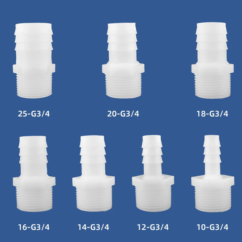 Plastic Barbed Hose Fitting with Male Thread — Straight Connector for Air, Fuel & Water
