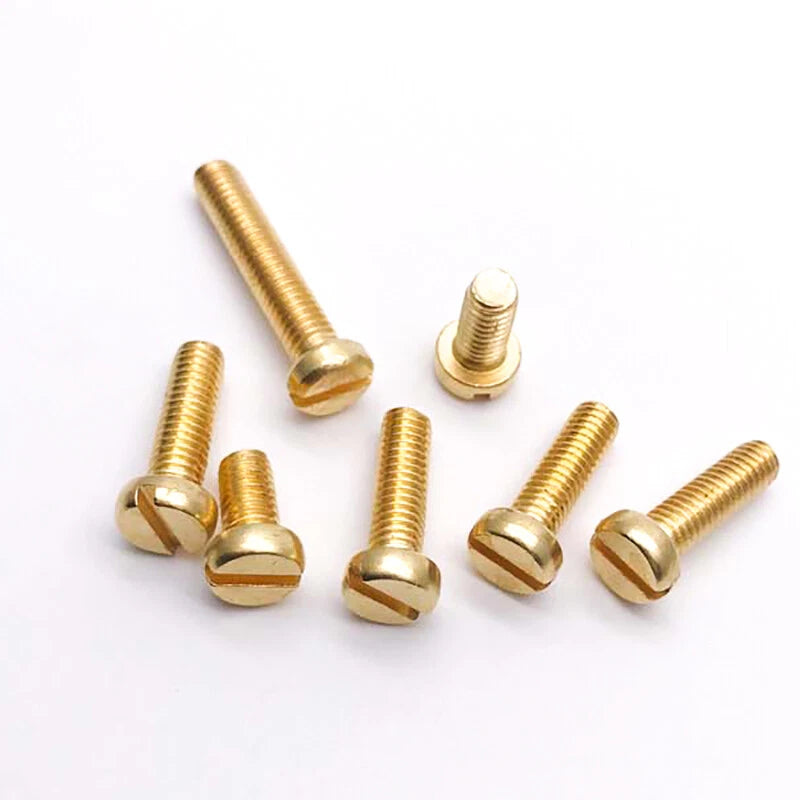 Brass Slotted Cheese Head Machine Screws M2 — Non-Magnetic Flat-Drive Micro Screws 8mm & 12mm, Pack of 50