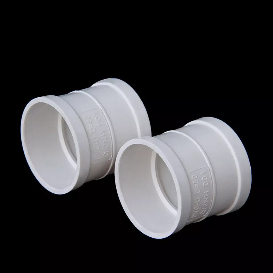 PVC Straight Coupling — Solvent Weld Drain Pipe Connector, White (50mm–200mm)