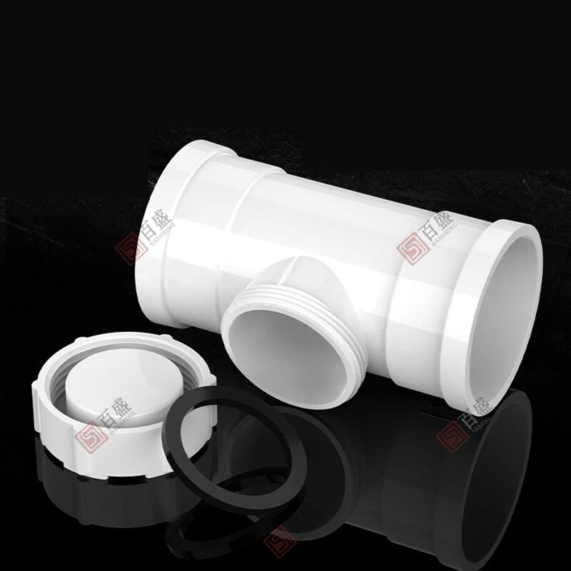 PVC Tee Drain Pipe Connector With Inspection Port Fittings Adapters 50mm-200mm