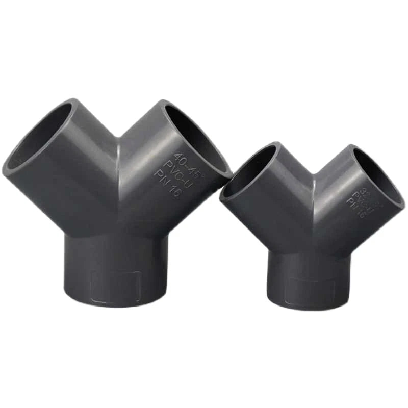 PVC Pipe Fittings Y-Shape Wye Connector Adapter Solvent Weld ID 20mm - 63mm Grey