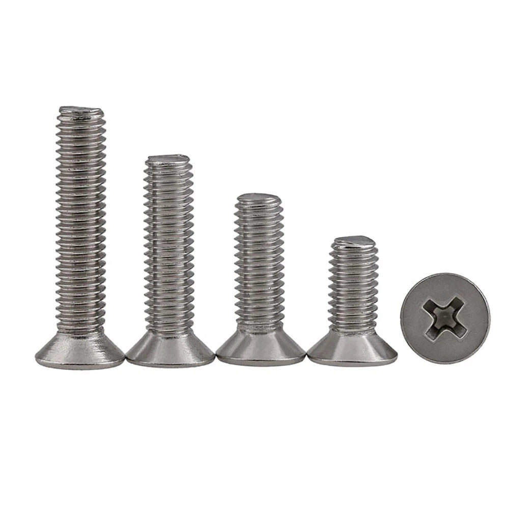 M5 M6 316 Stainless Steel Countersunk Phillips Machine Screws — Flat Head Metric Bolts