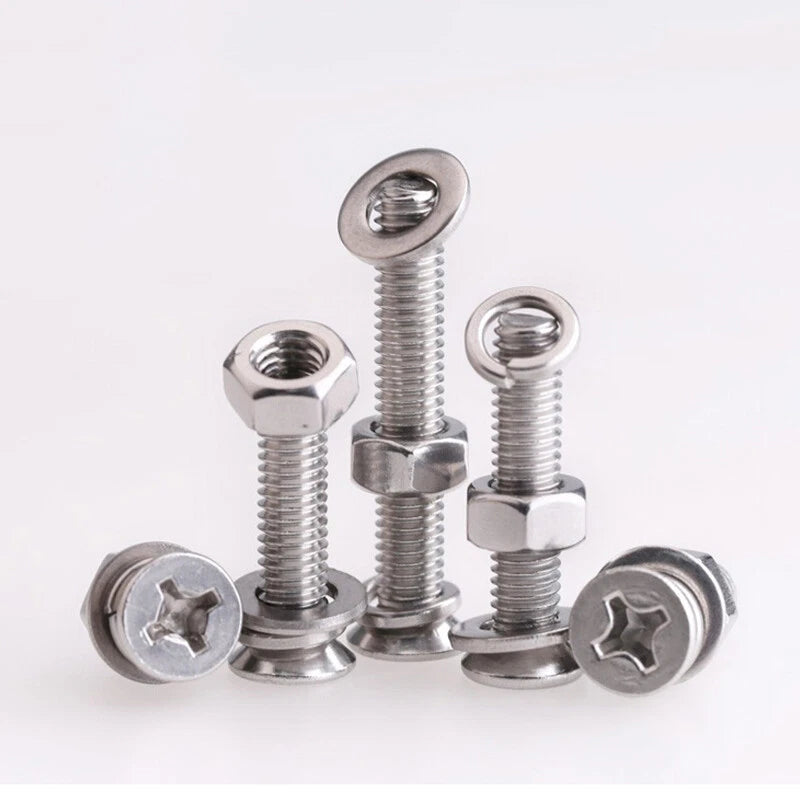 Phillips Machine Screws Countersunk Flat Head Bolts+Nuts Washers A2 Stainless