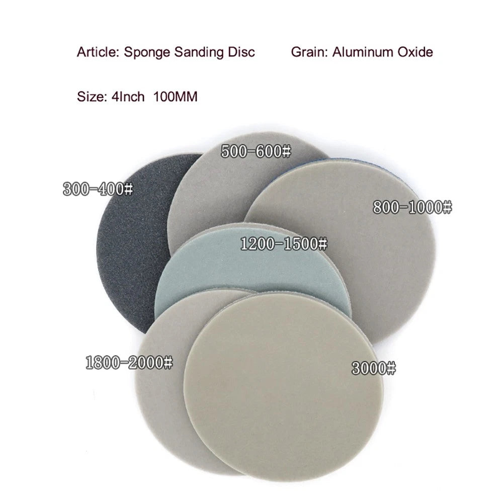4 "（100mm）Hook & Loop Sponge Sandpaper Wet and Dry Sanding Discs 300-3000 Grit