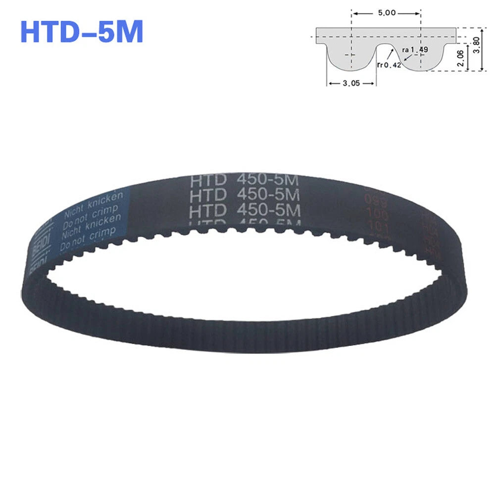 HTD 5M Closed Loop Rubber Timing Belt for CNC Machines — 10mm / 15mm / 20mm Wide