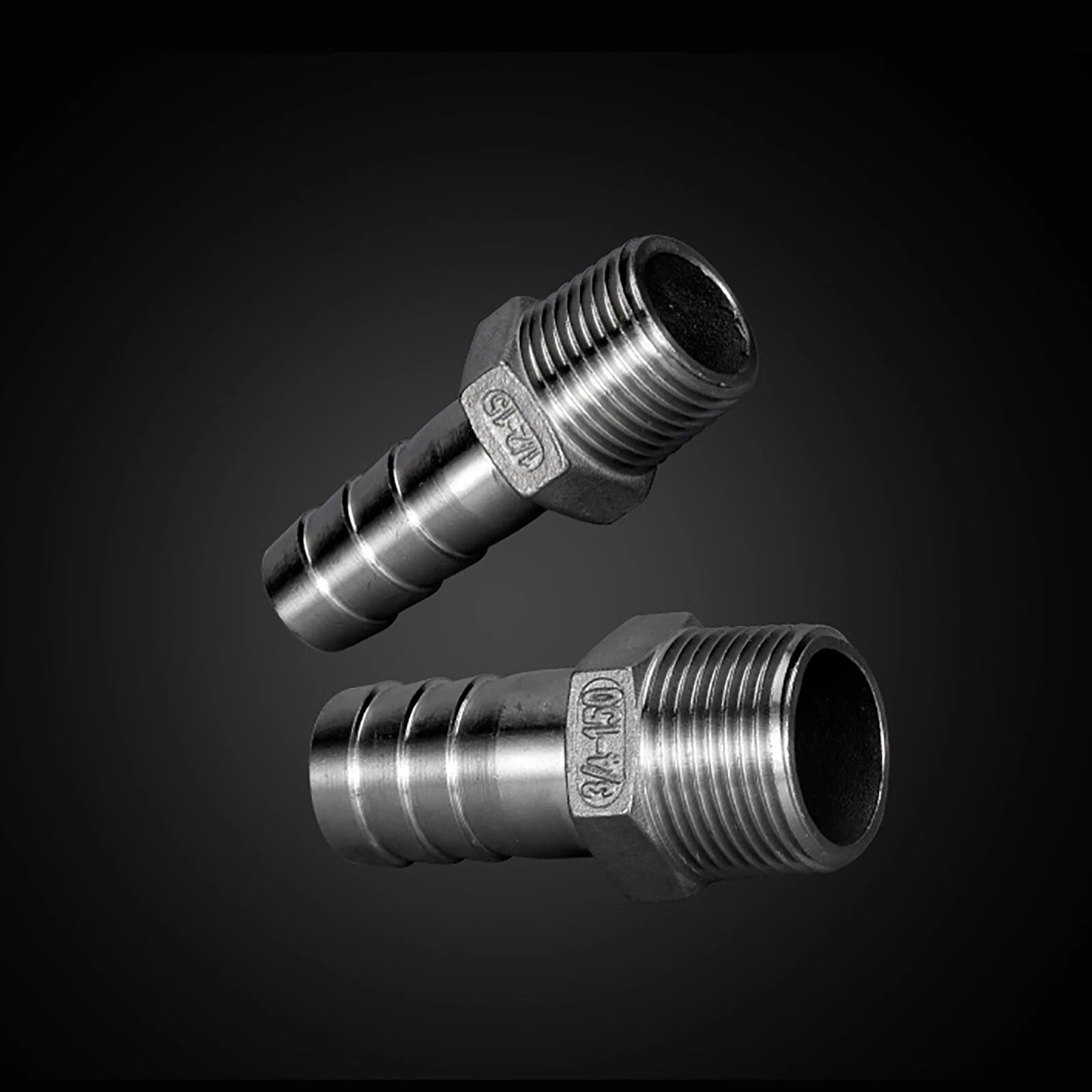 304 Stainless Steel Male BSP Barb Hose Tail Connector — 1/2", 3/4", 1" Pipe Fitting