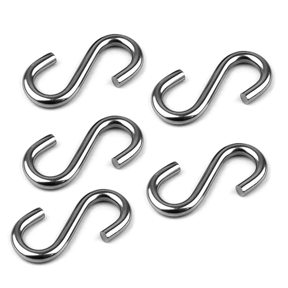 Stainless Steel Small S Hooks 2-8mm Hanging Clothes Kitchen Garage Butcher Tool