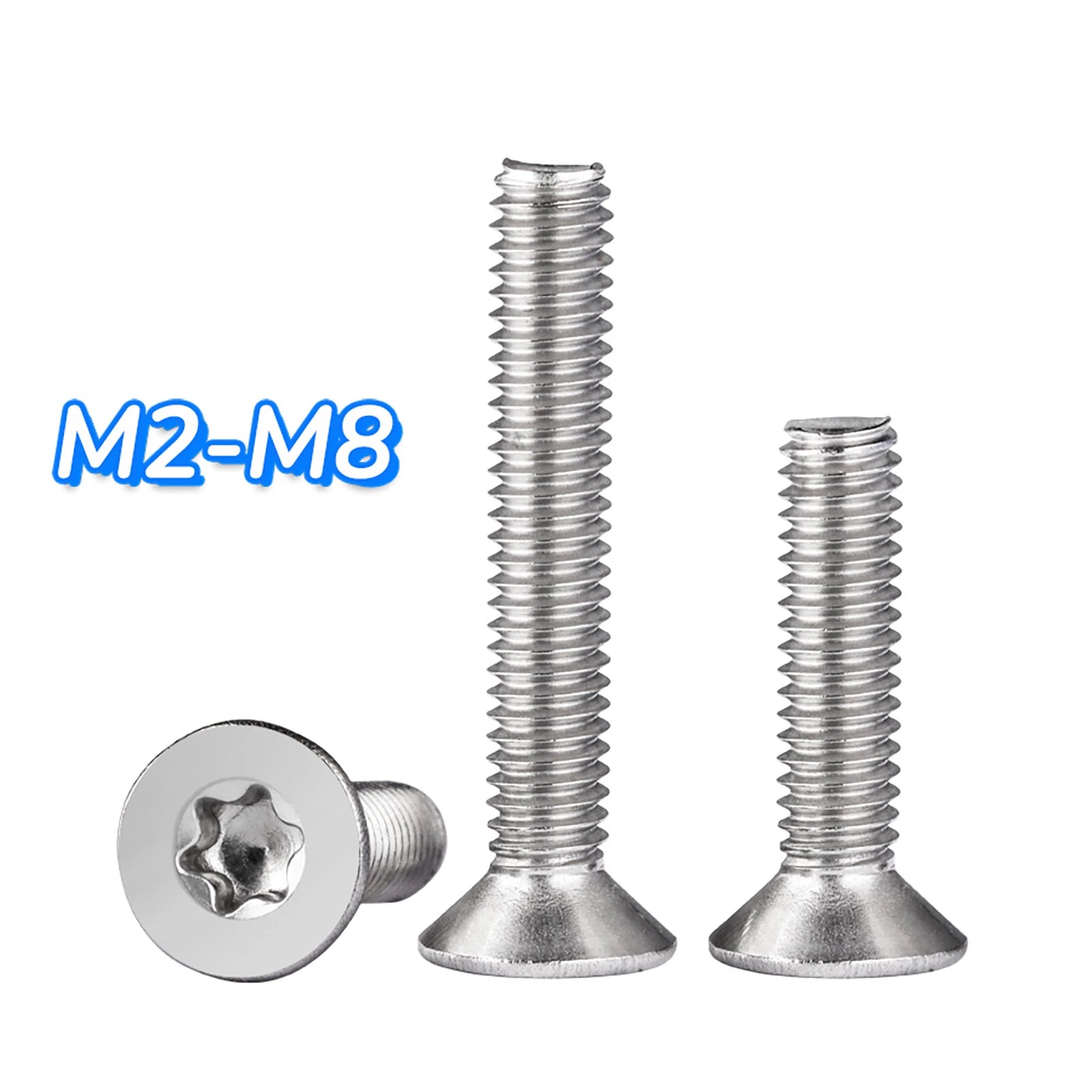 A2 Stainless Steel Torx Countersunk Flat Head Machine Screws M2 M2.5 M3 M4 M5 M6 M8 DIN 965 — 4mm to 60mm