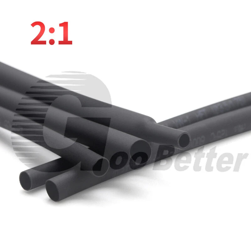 Black Heat Shrink Tubing 2:1 Ratio — Electrical Wire Insulation Sleeve
