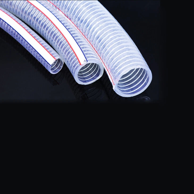 Wire Reinforced Clear Braided PVC Hose Pipe — Water Air Fuel | 10mm–38mm ID