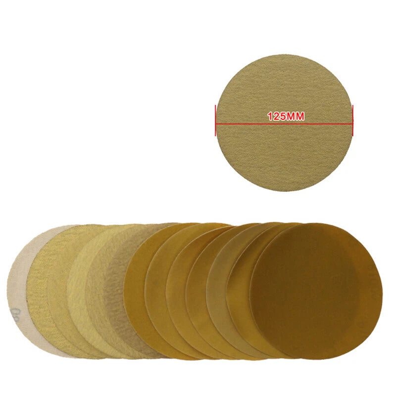 75mm 125mm 225mm Yellow Sanding Discs Hook Loop Sandpaper Pads Grit 40 - 1000