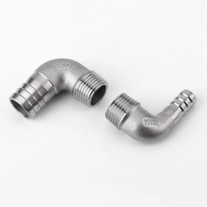 Thread Pipe Fitting Barb Hose Tail Connector BSP Stainless Elbow Hose Connector