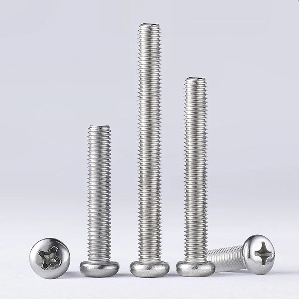 A2 Stainless Steel 304 Phillips Pan Head Screws – M3 M4 M5 M10, Fully Threaded (3–100mm)