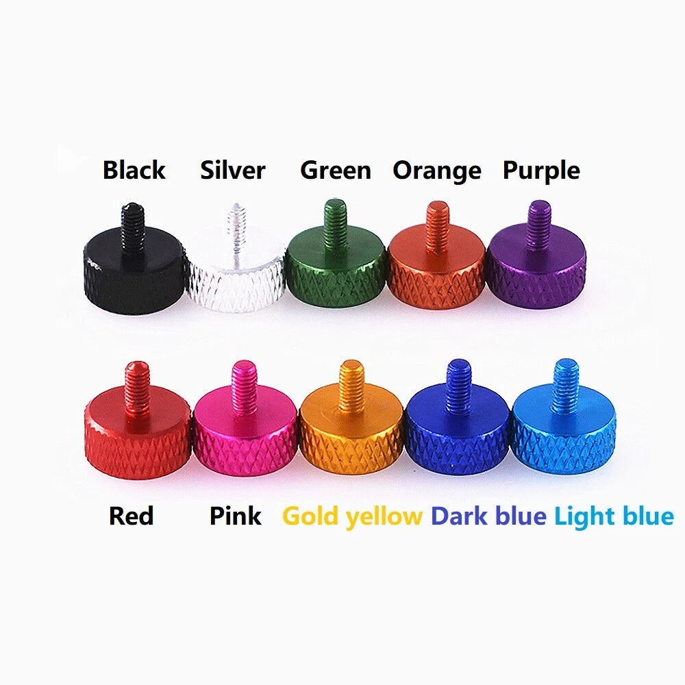 Knurled Thumb Screws M2 M2.5 M3 — Aluminum Alloy Hand-Tighten Grip Bolts, Multiple Colors