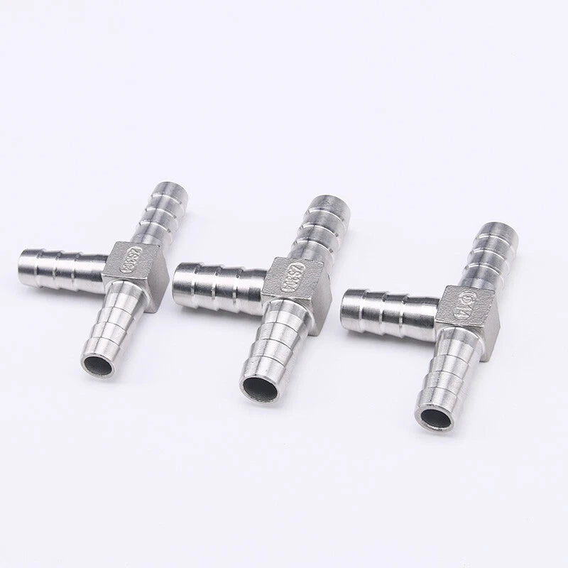 304 Stainless Steel Barbed Tee Connector — T-Shape Hose Fitting 6–25mm