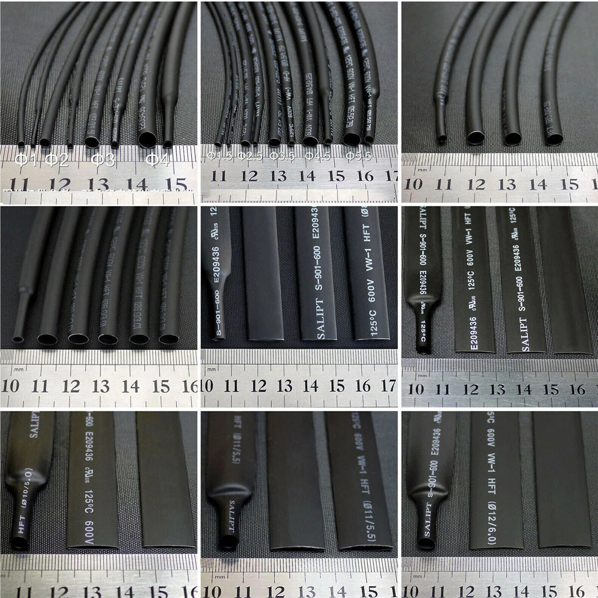 Black Heat Shrink Tubing 2:1 — Electrical Wire Sleeve, Round & Flat Tube, φ0.6mm–φ180mm