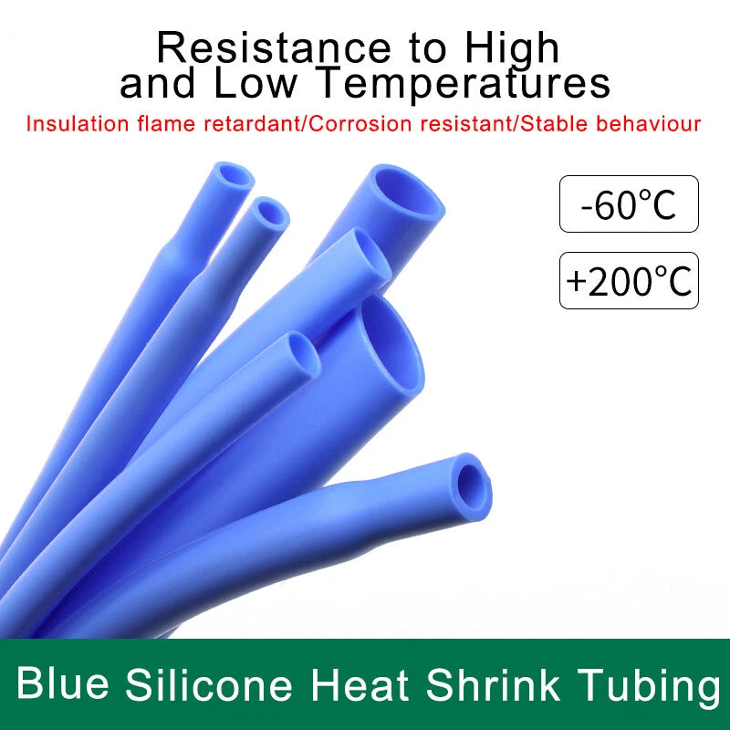 1.7:1 Silicone Heat Shrink Tubing — Blue, φ1mm to φ12mm