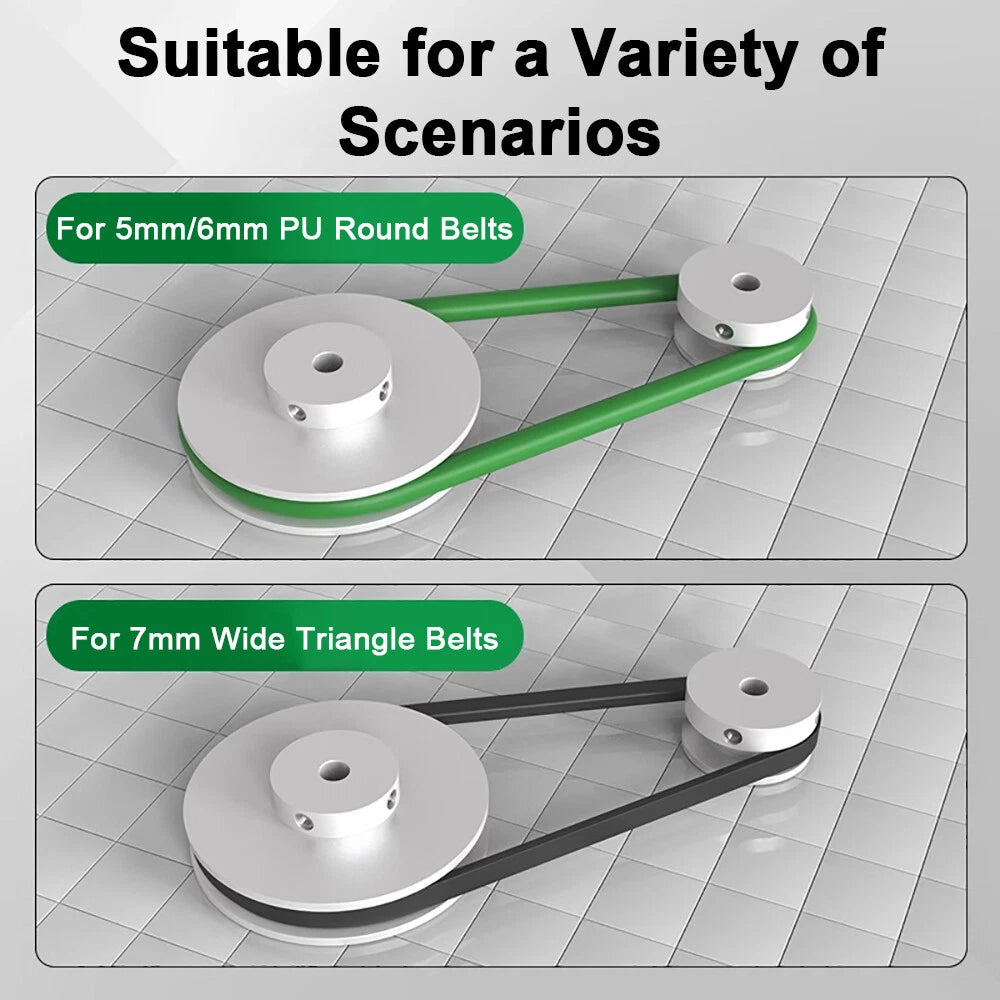 OD 20mm-100mm Aluminium V-Groove Pulley With Fixed Screw for 5mm/6mm Width Belt