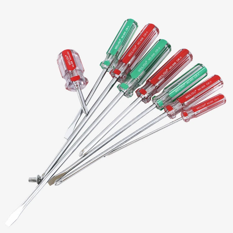 Phillips/Slotted Screwdriver Set Magnetic Tip Extra Long Plastic Handle Φ3 5 6mm