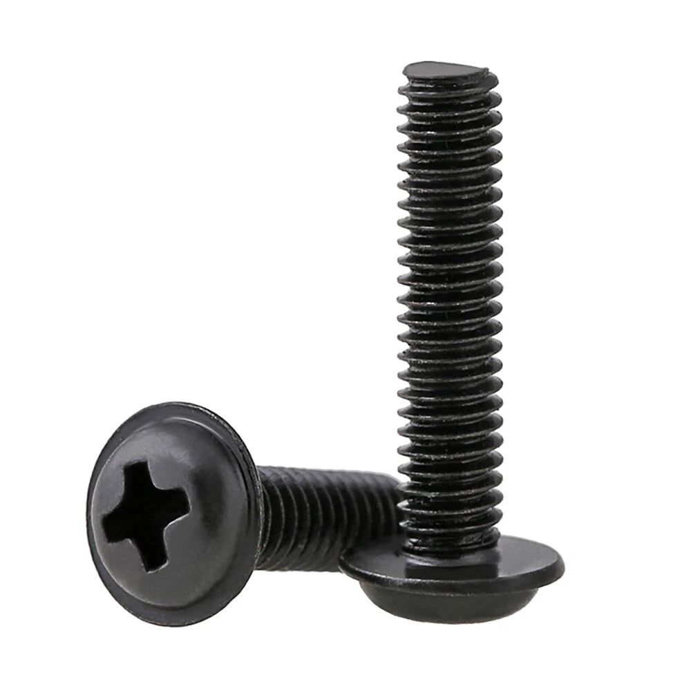Black Zinc Flanged Button Head Machine Screws – M2 M2.5 M3 M4 M5, Phillips Drive (DIN 967)