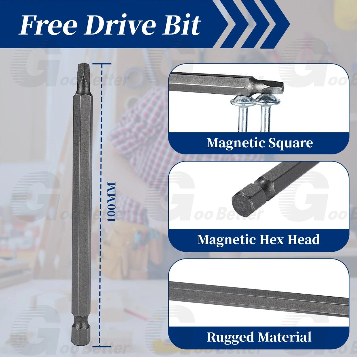 8 Pocket Hole Screws Interior Pocket Screw Coarse Thread, Square Drive, Washer Head, Zinc Plated, 100MM Drive Bit Included - HomeDIYer