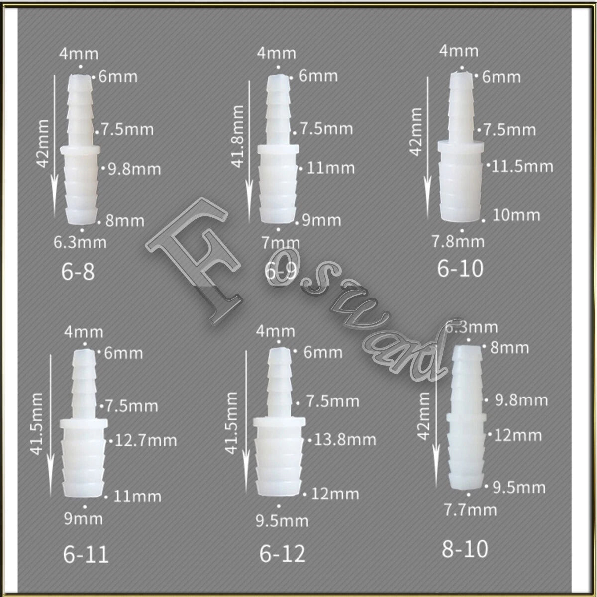 Straight Reducing Barbed Hose Connector — Plastic Fuel & Water Fitting 2.4–19mm