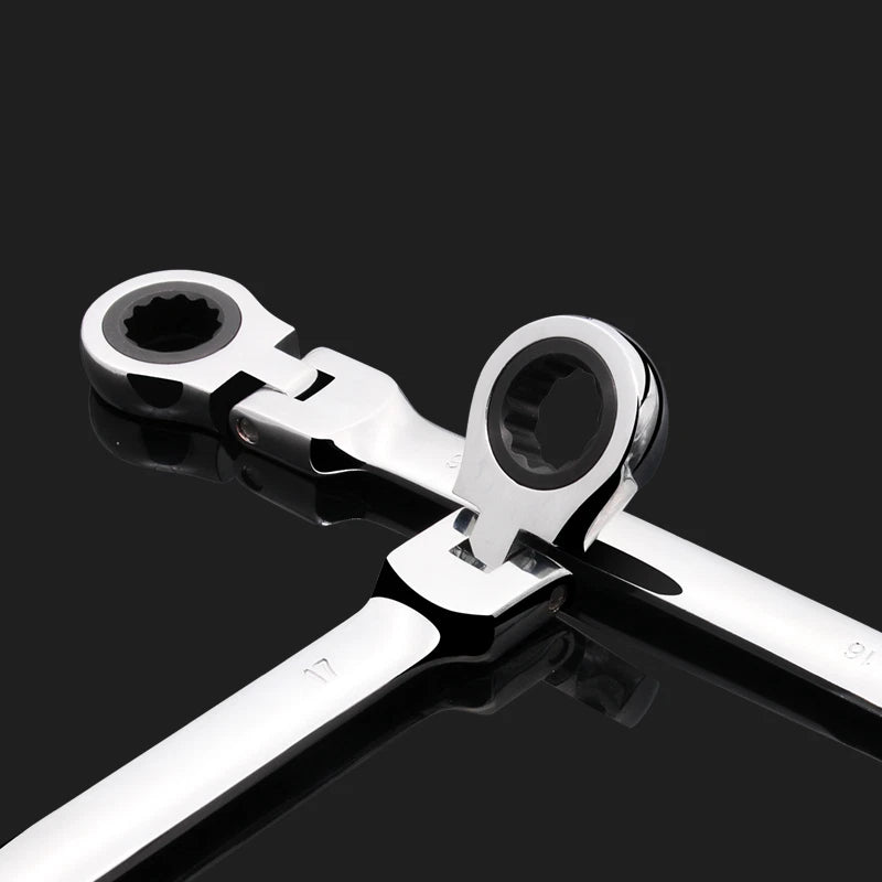 8-24mm Ratchet Spanner Combination Wrench Flexible Head Open End Ring Metric 72T