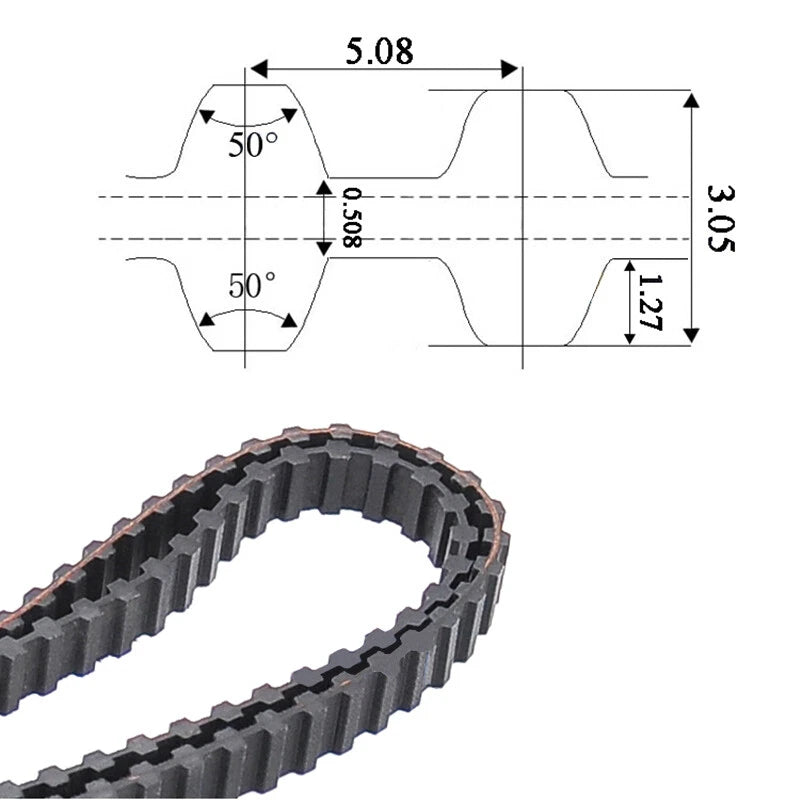 DXL Double-Sided Timing Belt | 10mm Wide, 5.08mm Pitch | 180DXL–390DXL