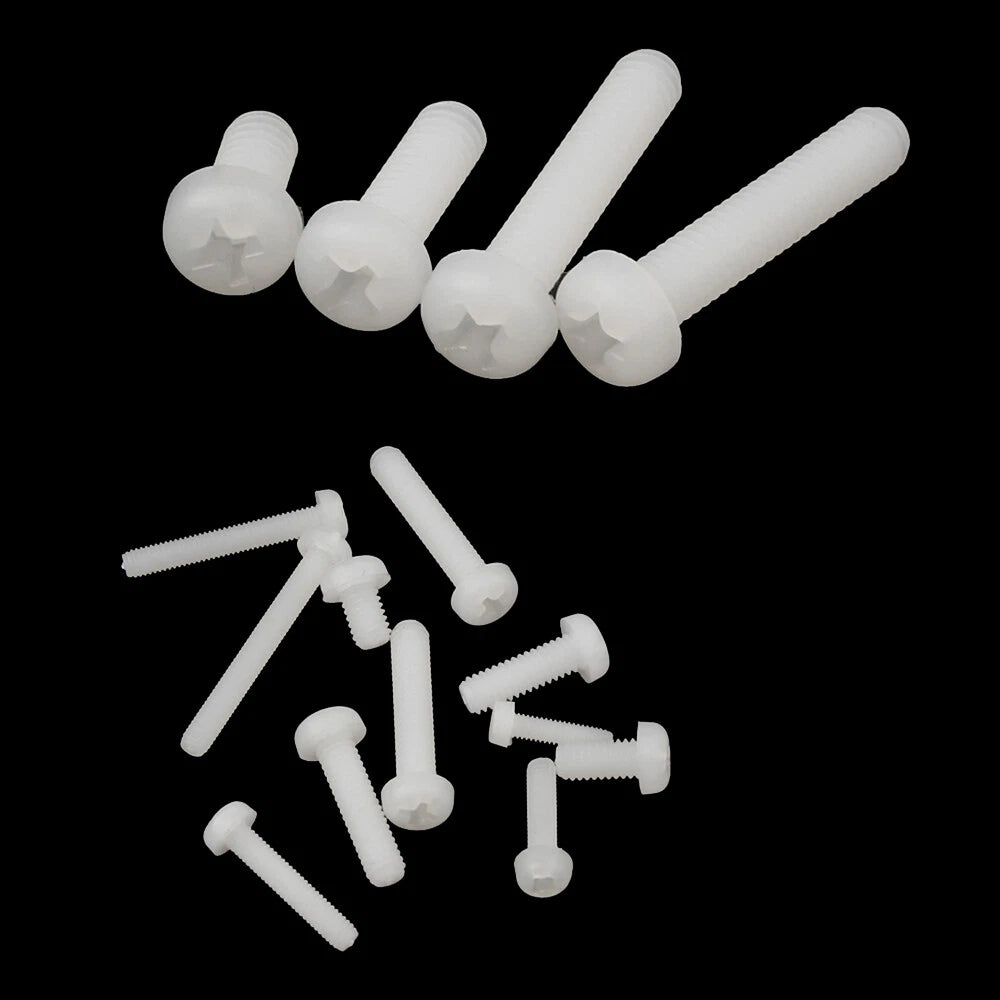 White Nylon Pan Head Machine Screws – M2 & M2.5, Pozi/Phillips Drive, Non‑Conductive & Corrosion‑Free