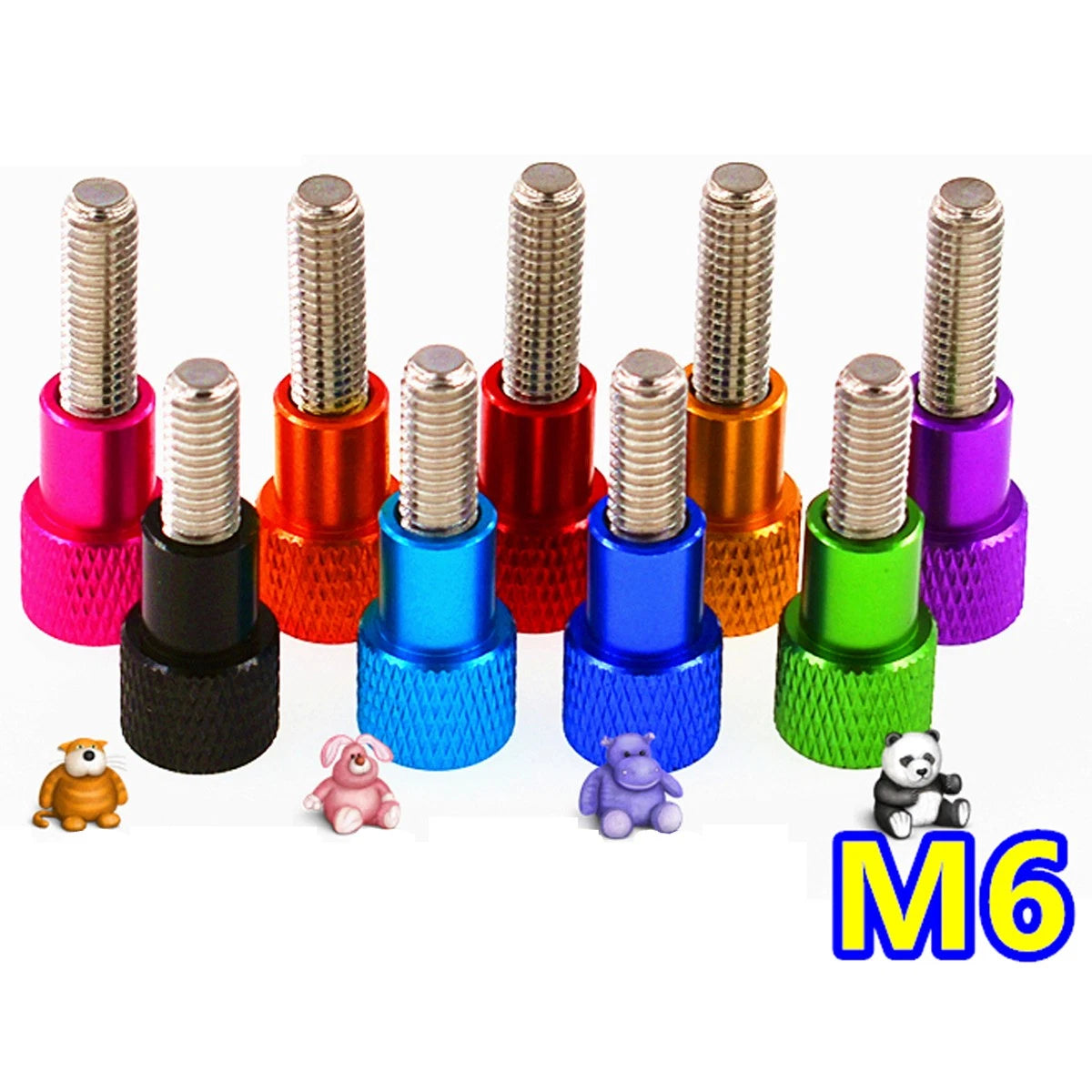 M6 Knurled High Thumb Screws Alu + Stainless Hand Grip Knob Bolt Head Thread Rod