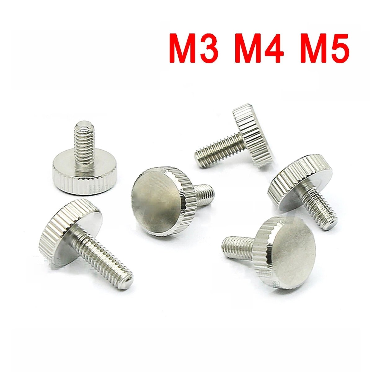 Flat Knurled Thumb Screws – M3 M4 M5, 303 Stainless Steel Hand Grip Knob Bolts (Polished) - HomeDIYer