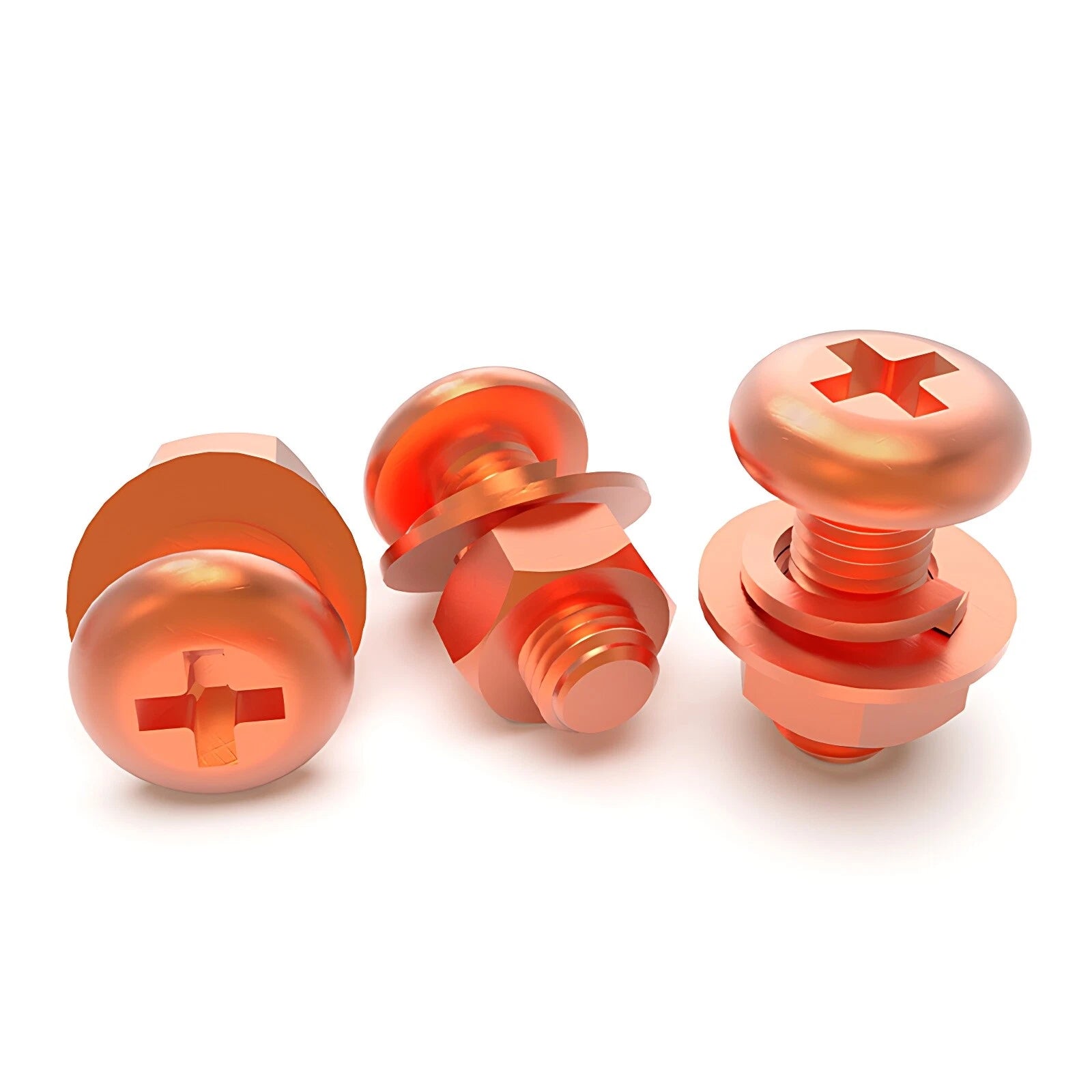 Pure Copper Phillips Pan Head Machine Screws – M3 M4 M5 M6, T2 Copper, Metric Coarse Thread