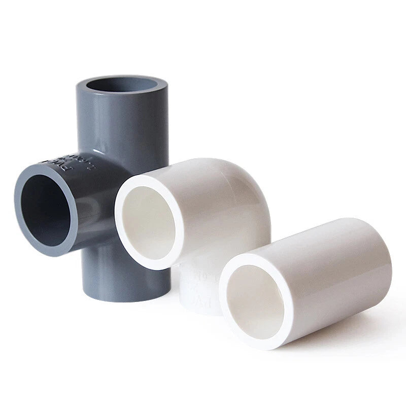 PVC Water Pipe Fittings Tee Straight Elbow Plumbing Couping ID 20 25 32 40 50mm
